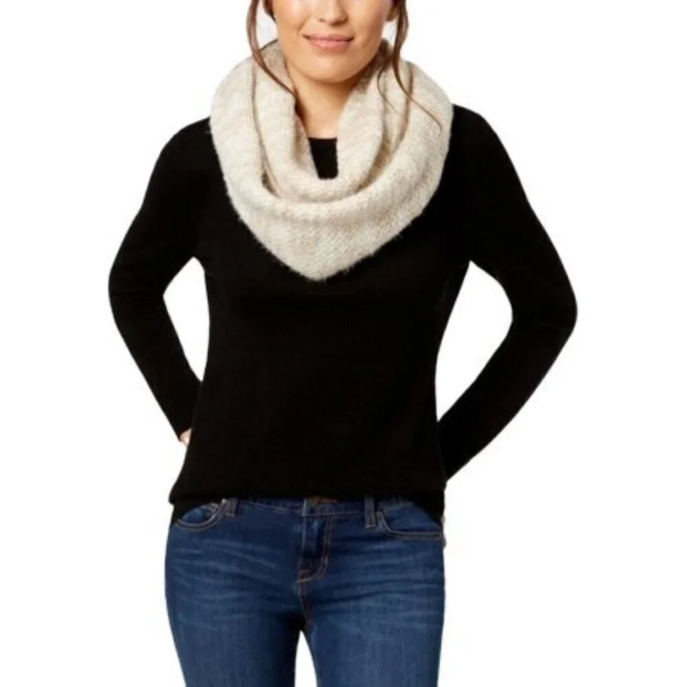 BCBGeneration Womens Space Dye Loop Infinity Scarf Neutral Beige NEW OS
